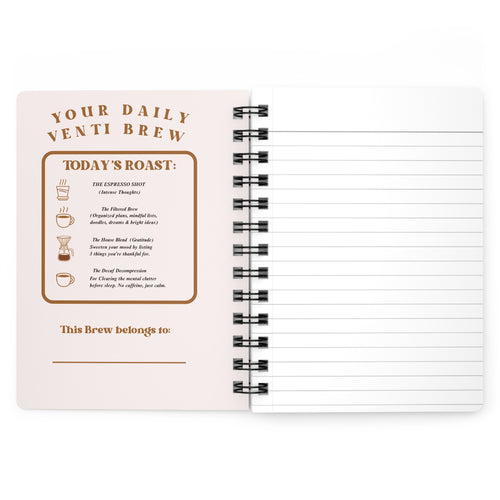 My Venti Journal — Spiral Notebook for Coffee Lovers | Cute Checkered Journal