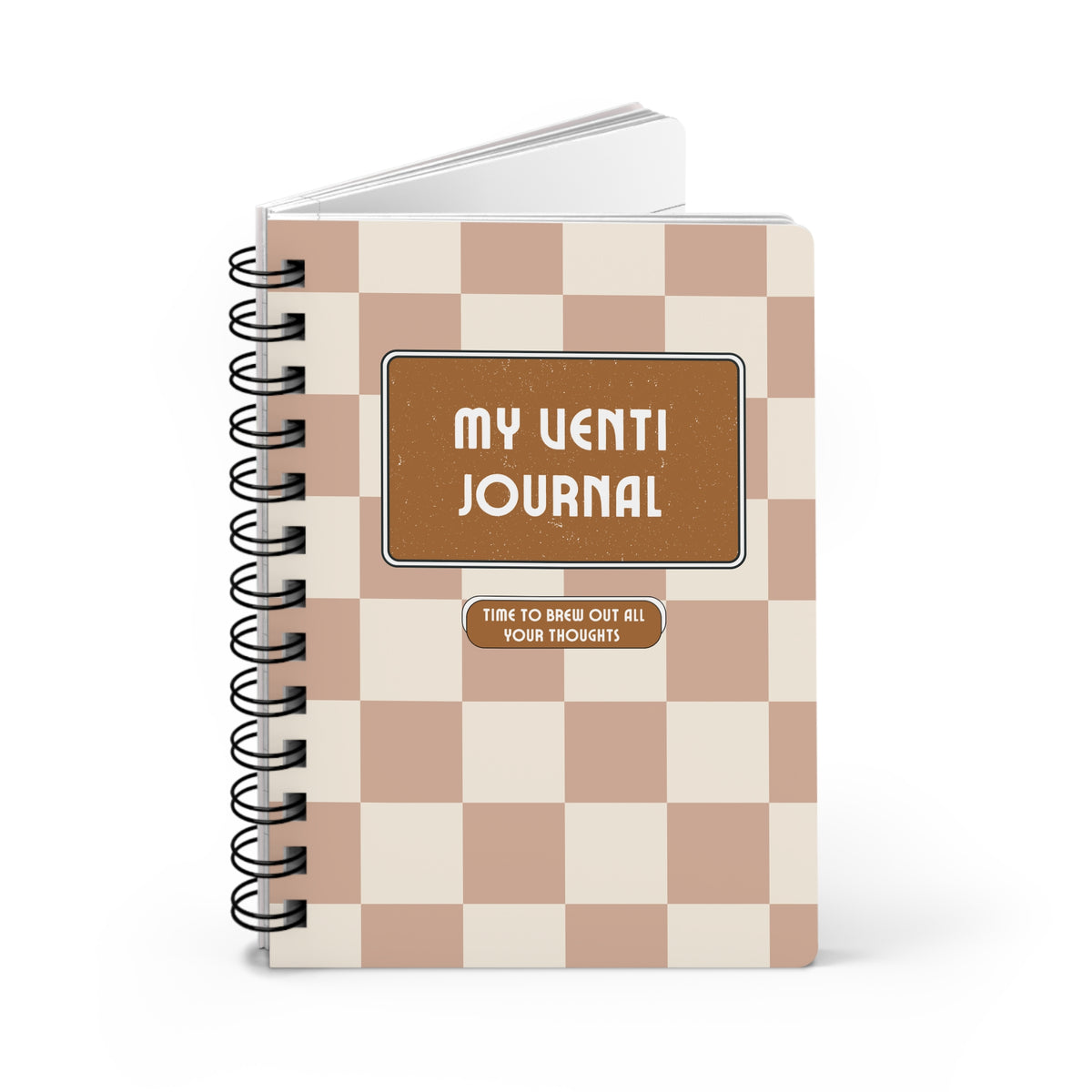 My Venti Journal — Spiral Notebook for Coffee Lovers | Cute Checkered Journal